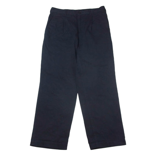 COMME des GARCONS HOMME コムデギャルソンオム 23AW HL-P028 1タック 1プリーツ コットンチノ ワークパンツ チノパンツ テーパード トラウザーズ ネイビー系 XS【中古】