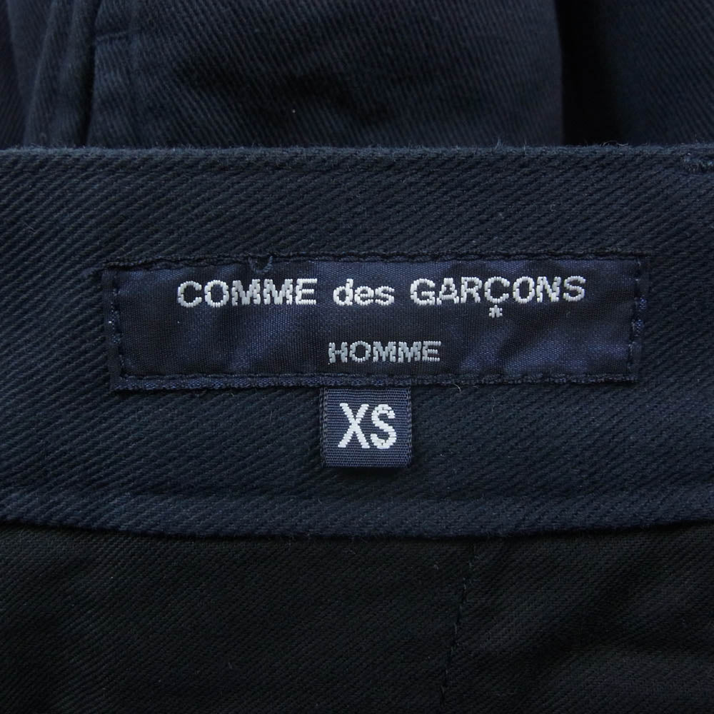COMME des GARCONS HOMME コムデギャルソンオム 23AW HL-P028 1タック 1プリーツ コットンチノ ワークパンツ チノパンツ テーパード トラウザーズ ネイビー系 XS【中古】