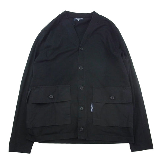 COMME des GARCONS HOMME コムデギャルソンオム 22SS AD2021 HI-T014 度詰め天竺 ナイロンポケット Vネック カーディガン ブラック系 S【中古】