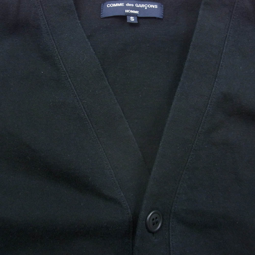 COMME des GARCONS HOMME コムデギャルソンオム 22SS AD2021 HI-T014 度詰め天竺 ナイロンポケット Vネック カーディガン ブラック系 S【中古】