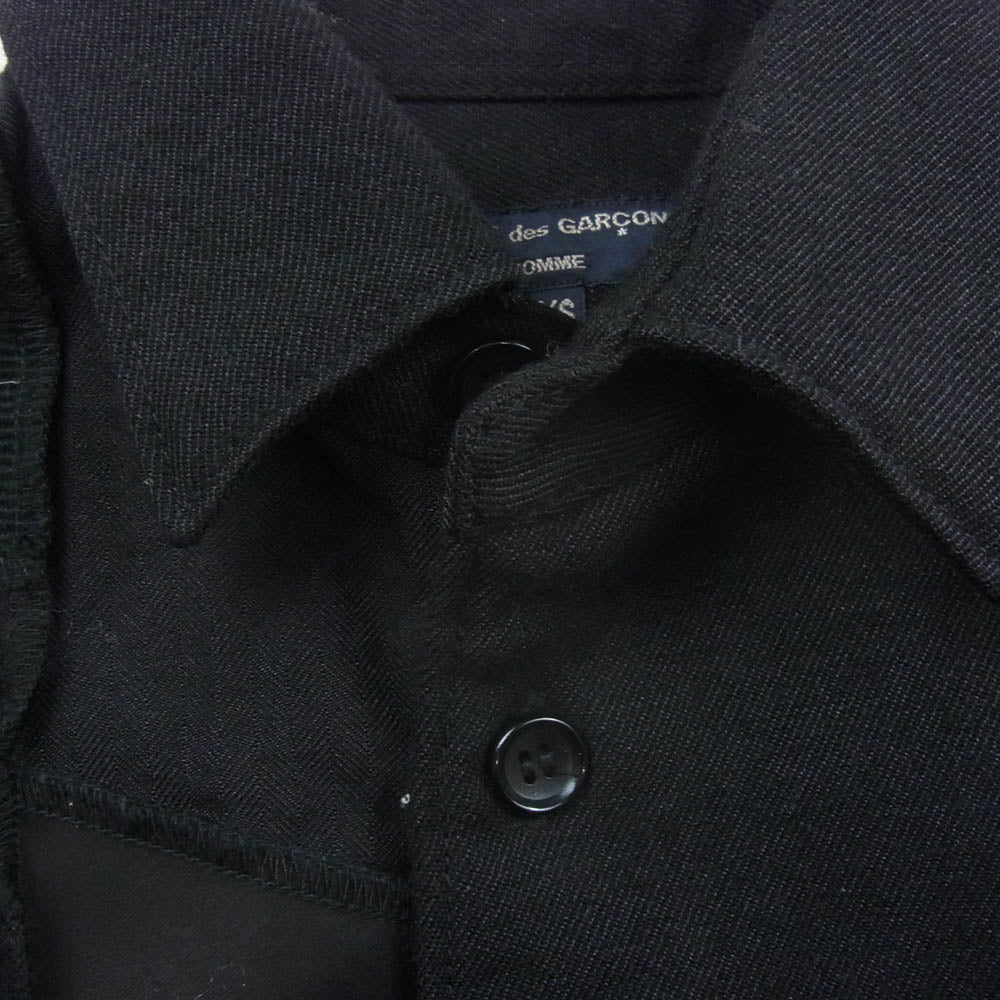 COMME des GARCONS HOMME コムデギャルソンオム AD2018 HB-B037 後染め製品加工 異素材パッチワーク 長袖 シャツ ブラック系 XS【中古】