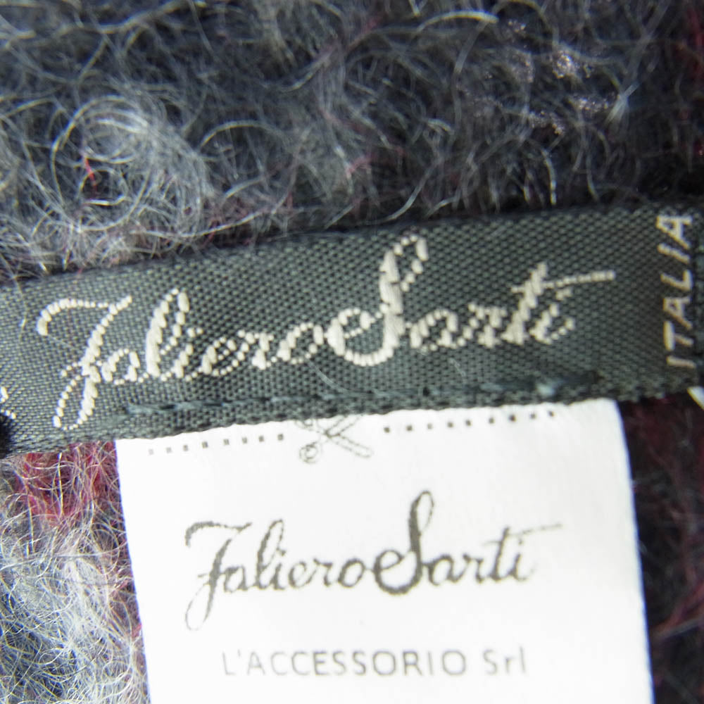 Faliero Sarti ファリエロサルティ イタリア製 モヘヤ シルク混 フリンジ マフラー ストール マルチカラー系【中古】
