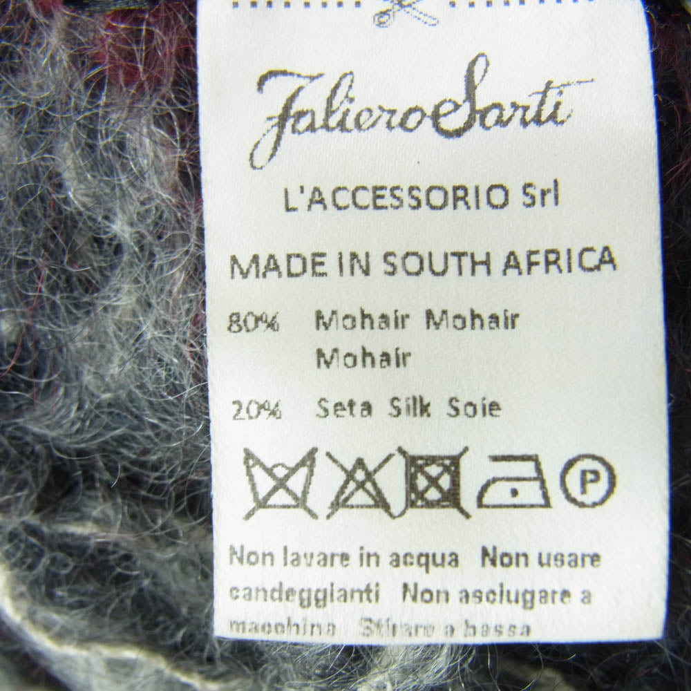 Faliero Sarti ファリエロサルティ イタリア製 モヘヤ シルク混 フリンジ マフラー ストール マルチカラー系【中古】