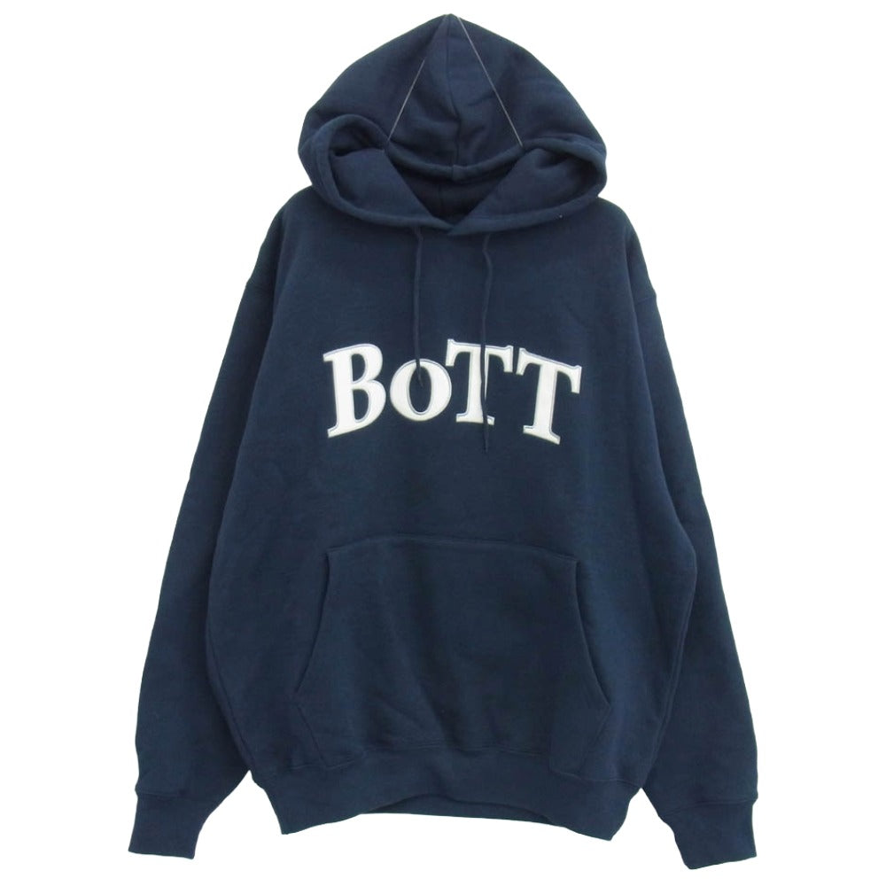 BOTT ボット OG Logo Pullover Hoodie ロゴ刺繍 プルオーバー パーカー フーディー ネイビー系 L【中古】