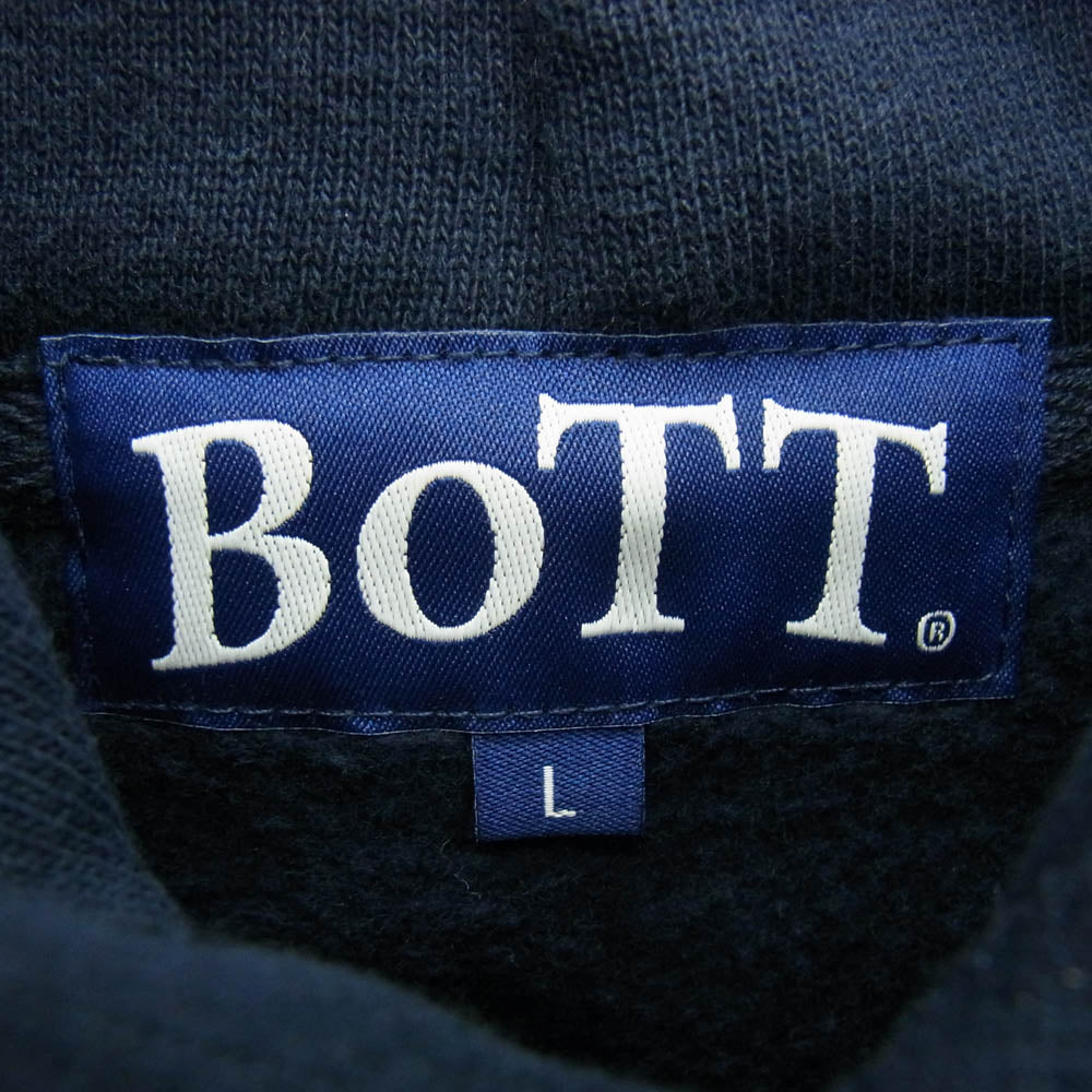 BOTT ボット OG Logo Pullover Hoodie ロゴ刺繍 プルオーバー パーカー フーディー ネイビー系 L【中古】