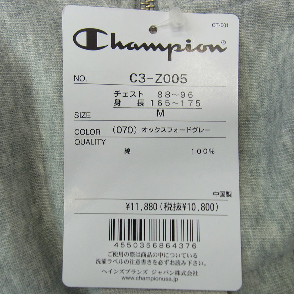 Champion チャンピオン C3-Z005 ハーフジップ リバースウィーブ スウェットシャツ グレー系 M【新古品】【未使用】【中古】