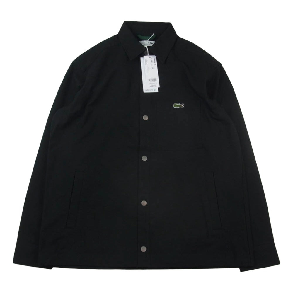 LACOSTE ラコステ CH006J-99 ロゴワッペン コットン シャツジャケット コーチジャケット ブラック系 39【新古品】【未使用】【中古】