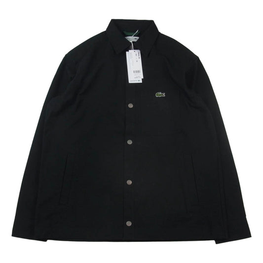 LACOSTE ラコステ CH006J-99 ロゴワッペン コットン シャツジャケット コーチジャケット ブラック系 39【新古品】【未使用】【中古】