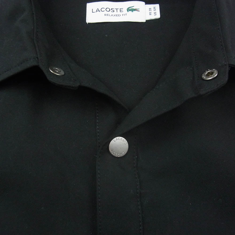 LACOSTE ラコステ CH006J-99 ロゴワッペン コットン シャツジャケット コーチジャケット ブラック系 39【新古品】【未使用】【中古】