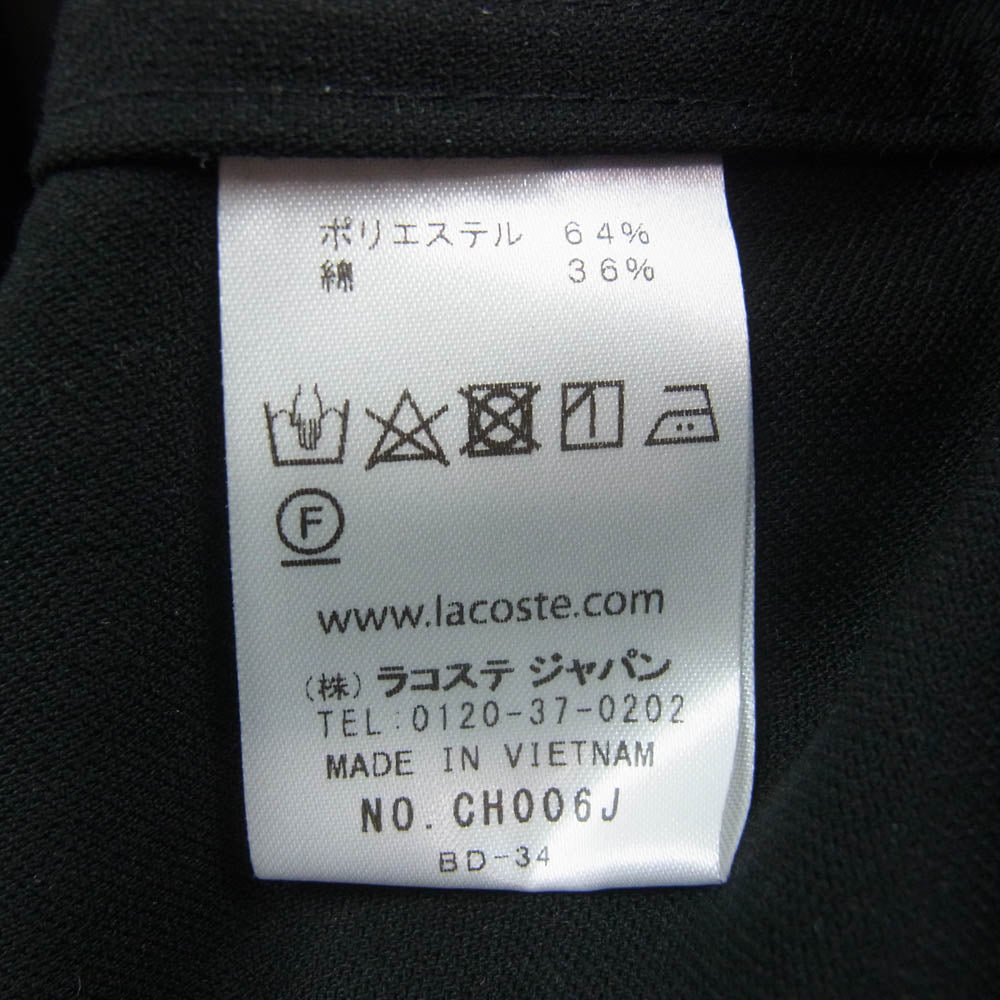 LACOSTE ラコステ CH006J-99 ロゴワッペン コットン シャツジャケット コーチジャケット ブラック系 39【新古品】【未使用】【中古】