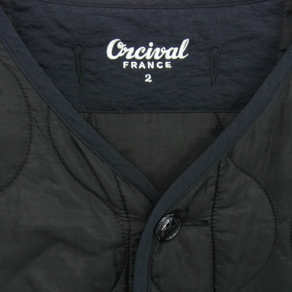 ORCIVAL オーシバル OR-A0080 ノーカラー キルト キルティング コート ブラック系 2【中古】