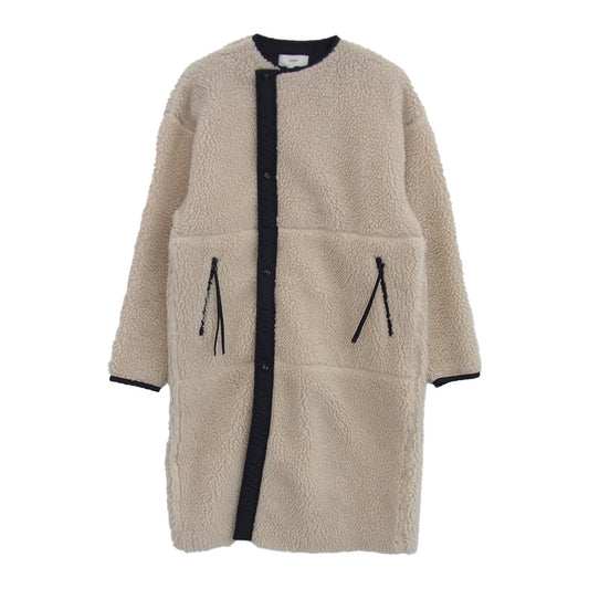 HYKE ハイク 21AW 212-17175 FAUX SHEARLING COAT ノーカラー ボア フリース コート オフホワイト系 2【中古】