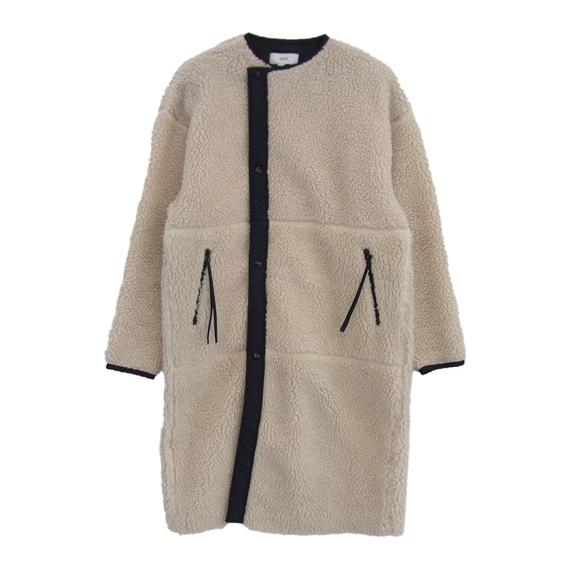 HYKE ハイク 21AW 212-17175 FAUX SHEARLING COAT ノーカラー ボア フリース コート オフホワイト系 2【中古】