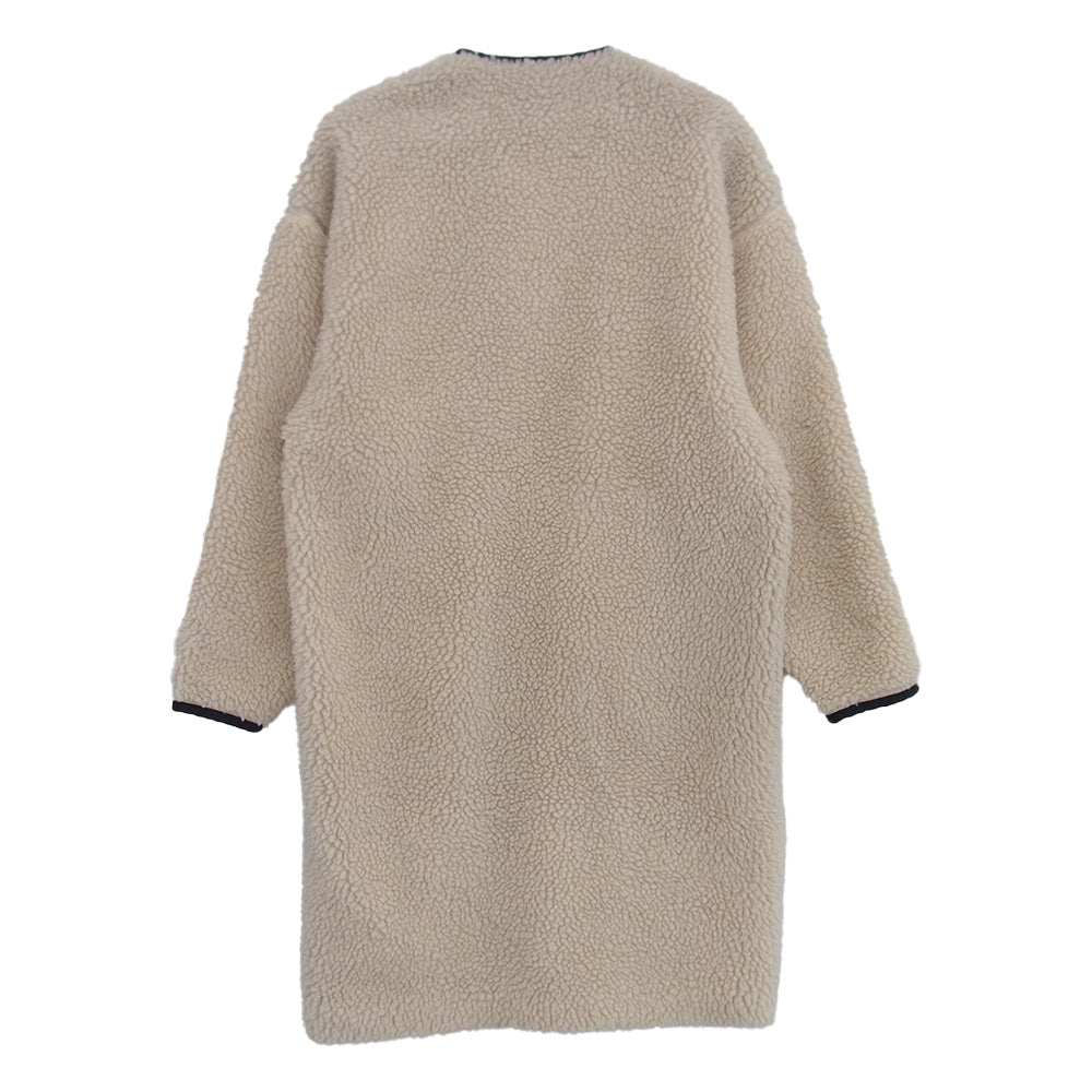 HYKE ハイク 21AW 212-17175 FAUX SHEARLING COAT ノーカラー ボア フリース コート オフホワイト系 2【中古】