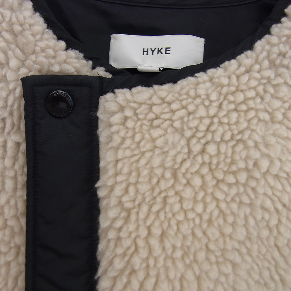 HYKE ハイク 21AW 212-17175 FAUX SHEARLING COAT ノーカラー ボア フリース コート オフホワイト系 2【中古】