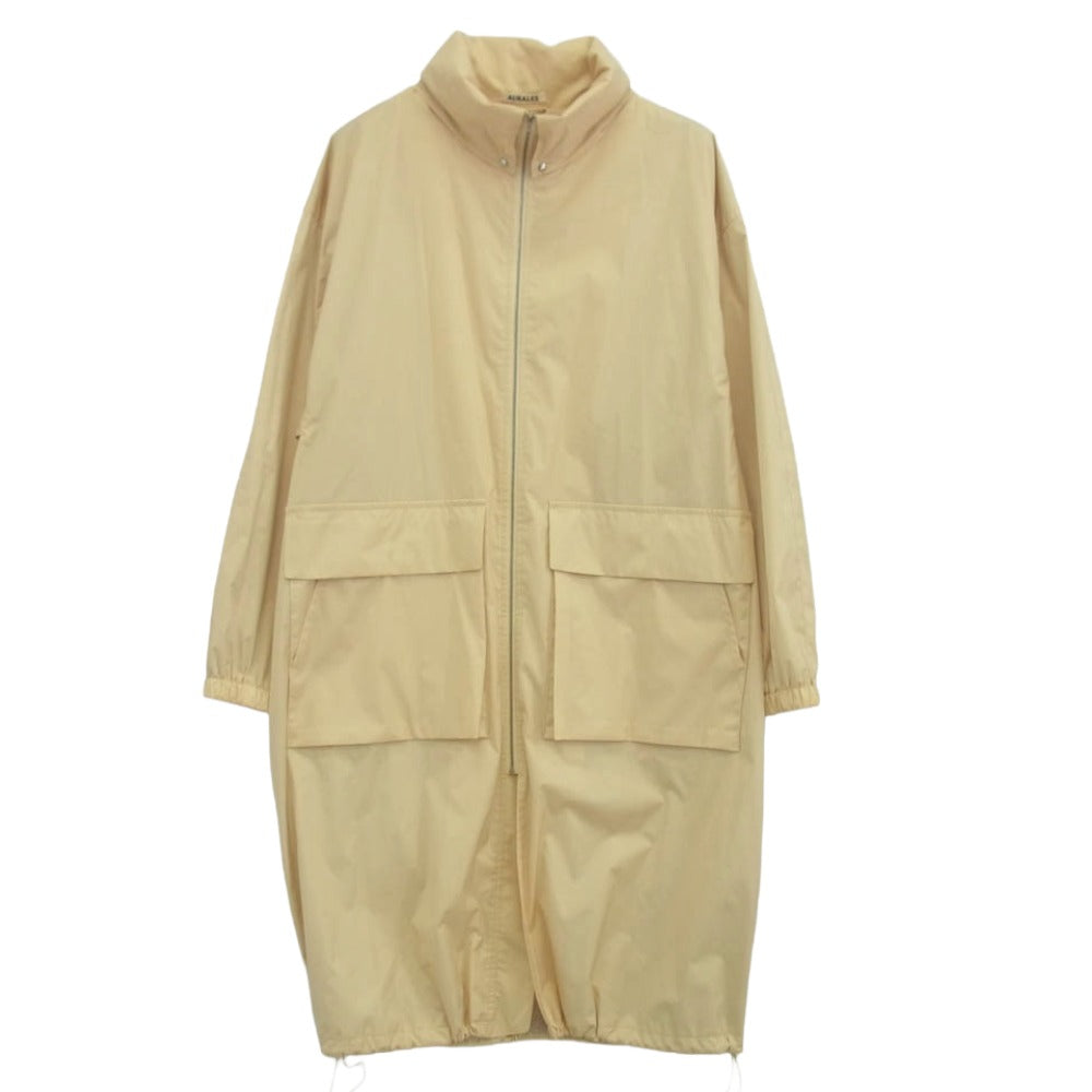 AURALEE オーラリー 24SS A24SC04SL HARD TWIST POLYESTER SATIN LAMINATE ZIP COAT ハードツイスト ジップ レイン コート イエロー系 1【中古】