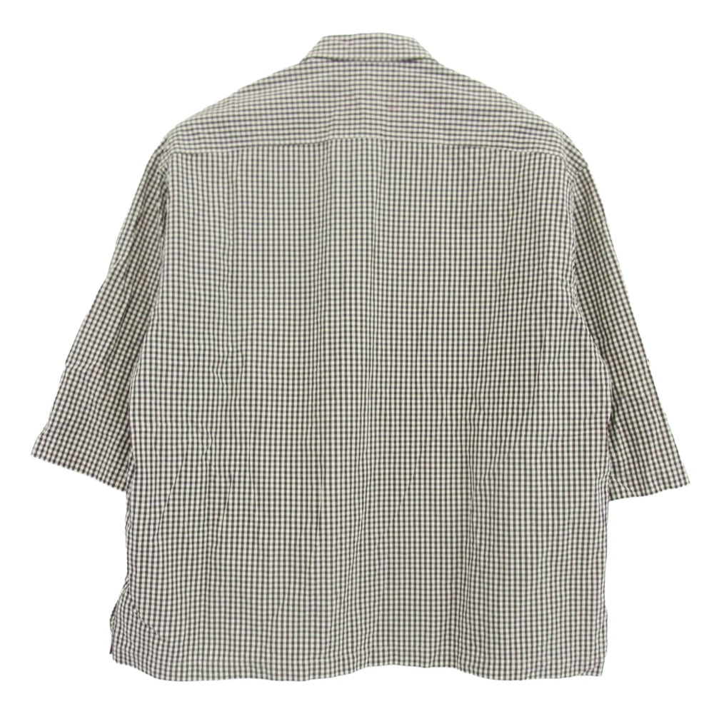 アンフィル ギンガムチェック 五分袖 ハーフスリーブ シャツ ダークブラウン系 4【中古】