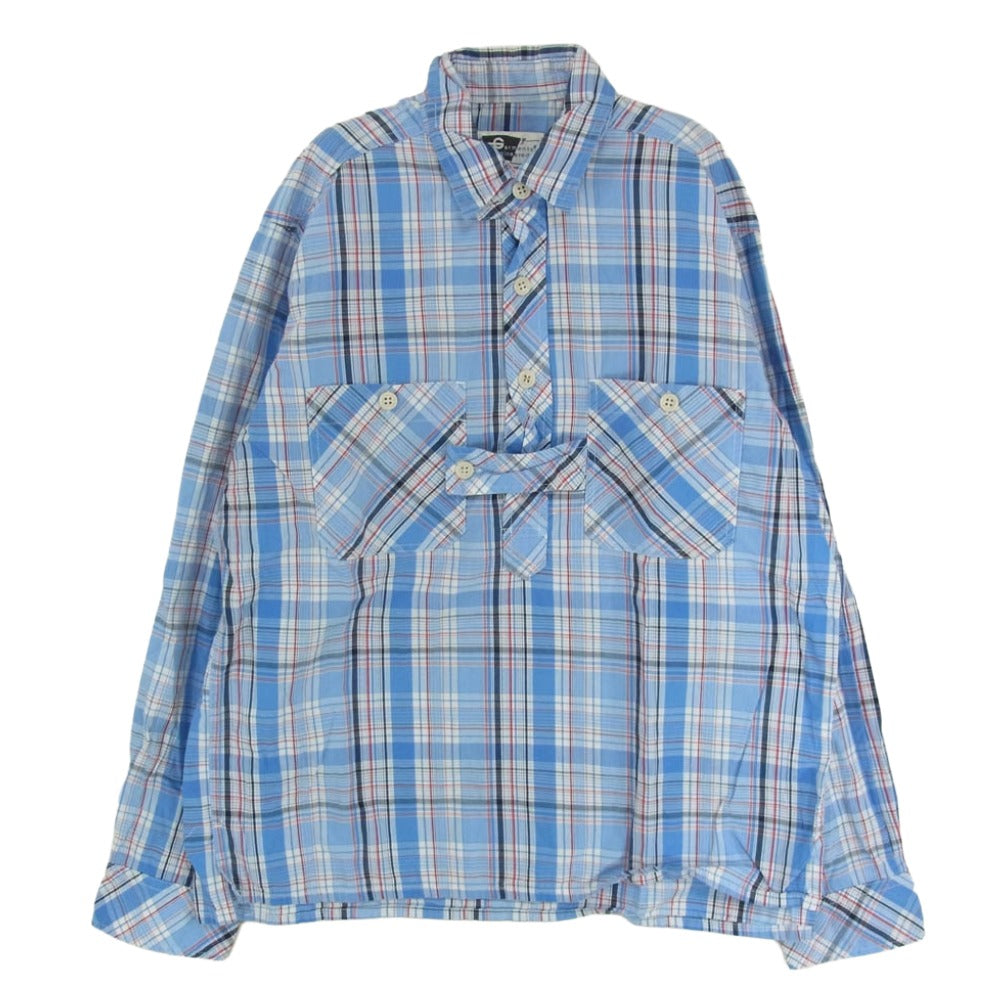 Engineered Garments エンジニアードガーメンツ チェック柄 コットン プルオーバー 長袖 シャツ ライトブルー系 M【中古】