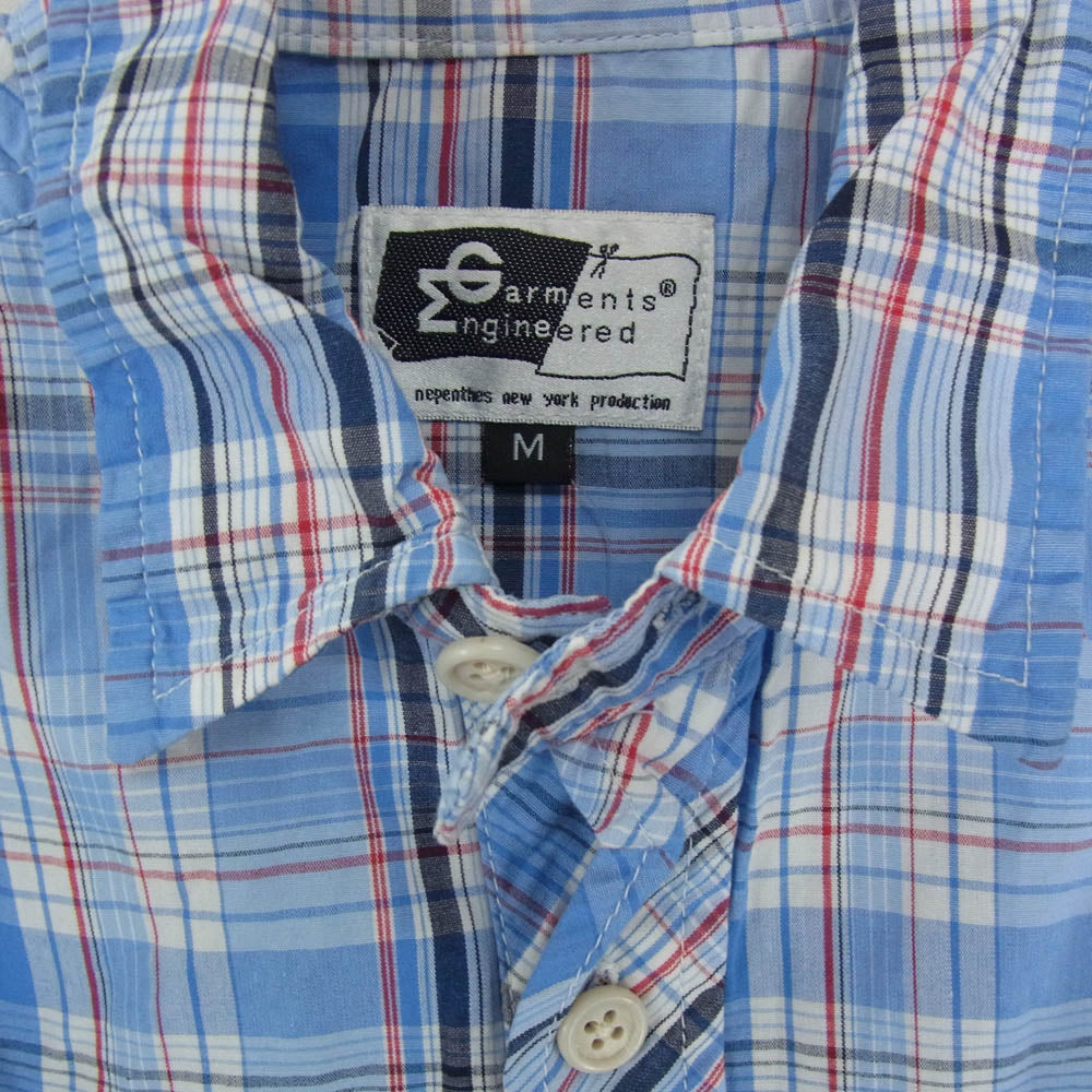 Engineered Garments エンジニアードガーメンツ チェック柄 コットン プルオーバー 長袖 シャツ ライトブルー系 M【中古】