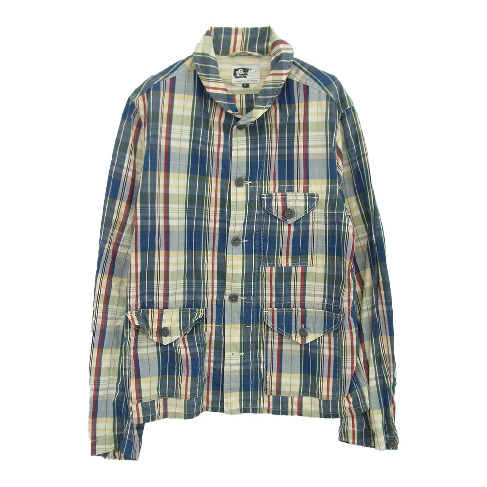 Engineered Garments エンジニアードガーメンツ ショールカラー チェック柄 長袖 シャツ ジャケット ブルー系 L【中古】