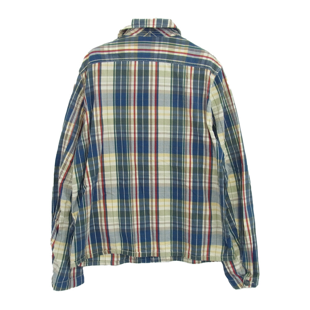 Engineered Garments エンジニアードガーメンツ ショールカラー チェック柄 長袖 シャツ ジャケット ブルー系 L【中古】