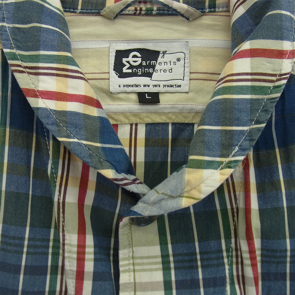 Engineered Garments エンジニアードガーメンツ ショールカラー チェック柄 長袖 シャツ ジャケット ブルー系 L【中古】
