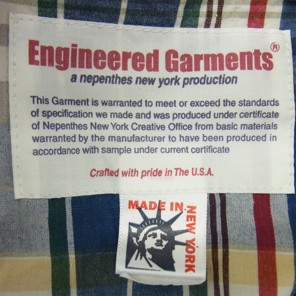 Engineered Garments エンジニアードガーメンツ ショールカラー チェック柄 長袖 シャツ ジャケット ブルー系 L【中古】