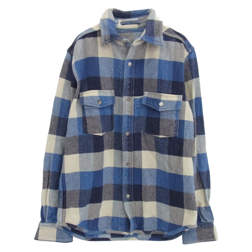 Nigel Cabourn ナイジェルケーボン 8020010102 ヘビーウェイト チェック ネルシャツ 長袖 シャツ ブルー系 50【中古】