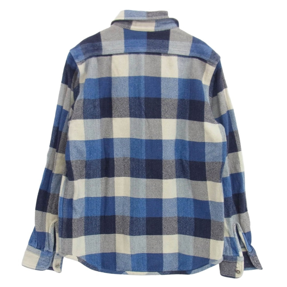 Nigel Cabourn ナイジェルケーボン 8020010102 ヘビーウェイト チェック ネルシャツ 長袖 シャツ ブルー系 50【中古】