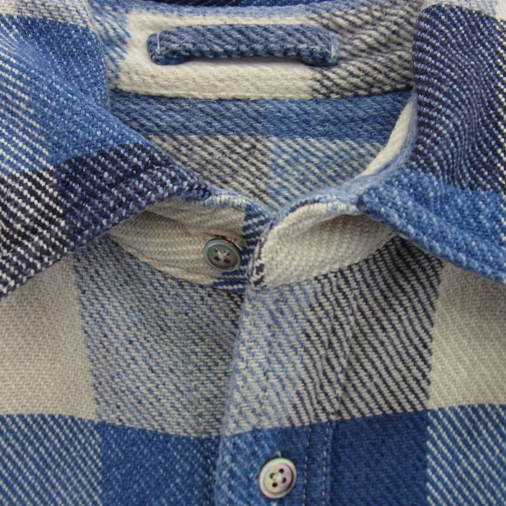Nigel Cabourn ナイジェルケーボン 8020010102 ヘビーウェイト チェック ネルシャツ 長袖 シャツ ブルー系 50【中古】