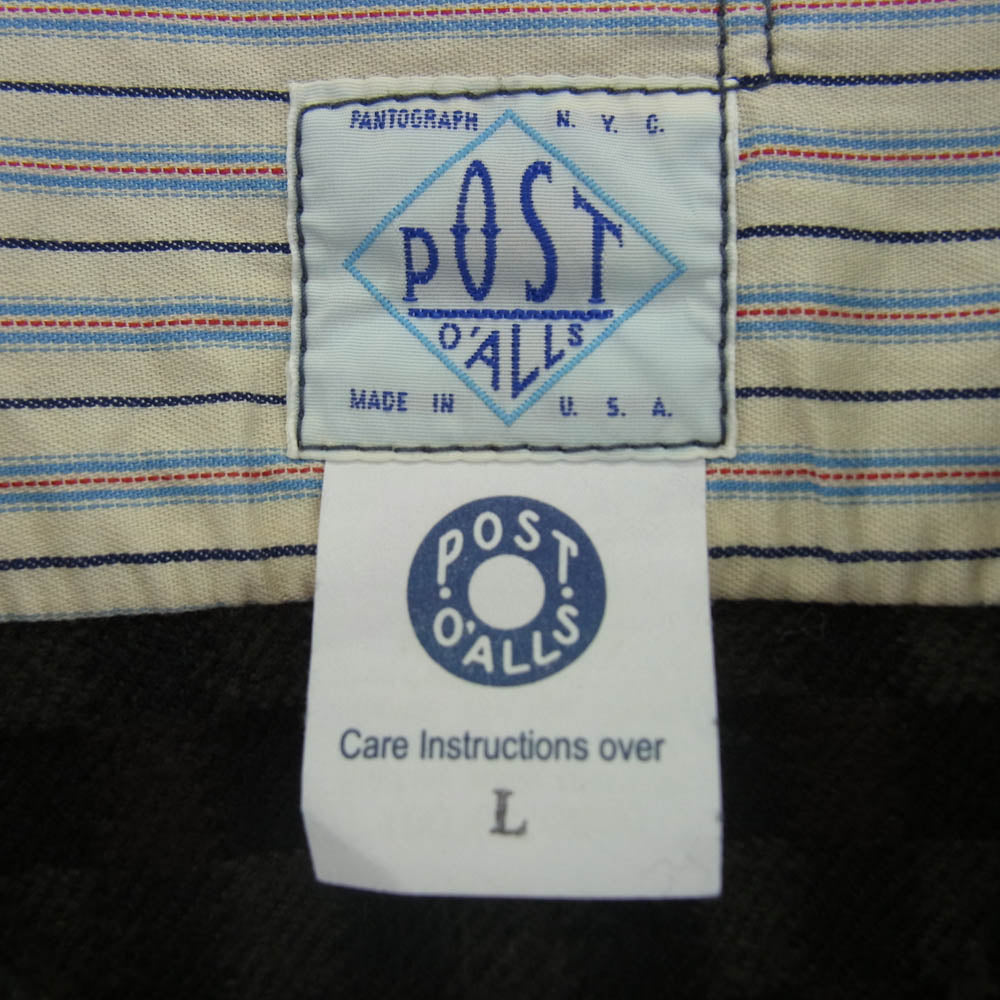 POST OVERALLS ポストオーバーオールズ コットンフランネル チェック 長袖 シャツ ブラック系 L【中古】