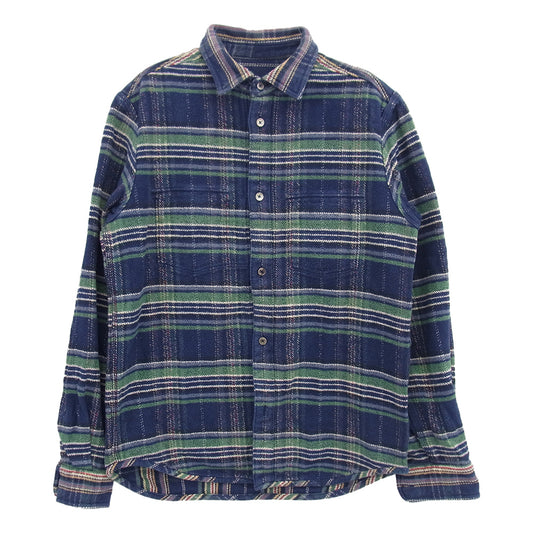 Nigel Cabourn ナイジェルケーボン 8090010030 REVERSIBLE CHECK SHIRT リバーシブル チェック 長袖 ネルシャツ ブルー系 50【中古】