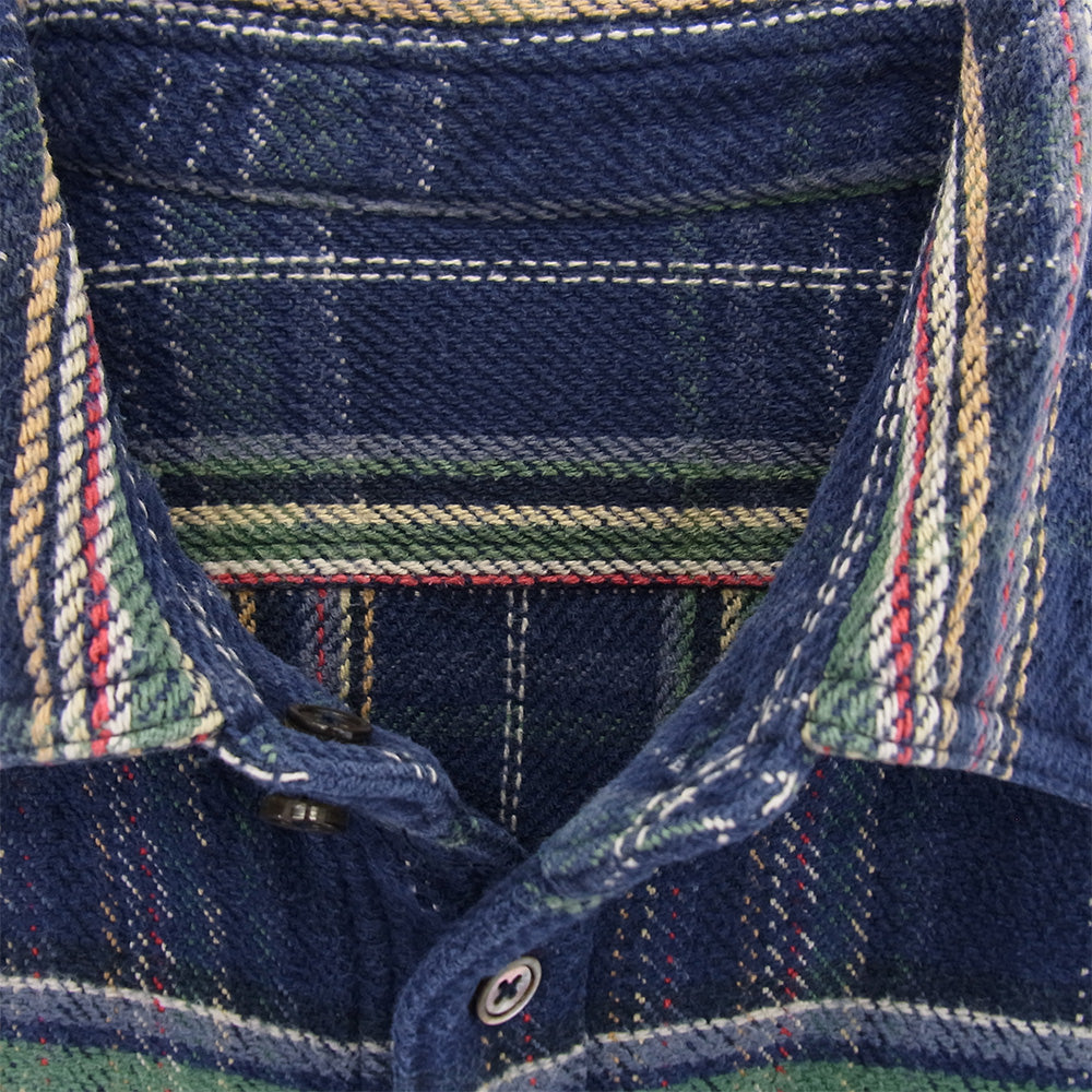 Nigel Cabourn ナイジェルケーボン 8090010030 REVERSIBLE CHECK SHIRT リバーシブル チェック 長袖 ネルシャツ ブルー系 50【中古】