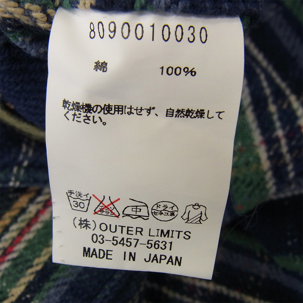 Nigel Cabourn ナイジェルケーボン 8090010030 REVERSIBLE CHECK SHIRT リバーシブル チェック 長袖 ネルシャツ ブルー系 50【中古】