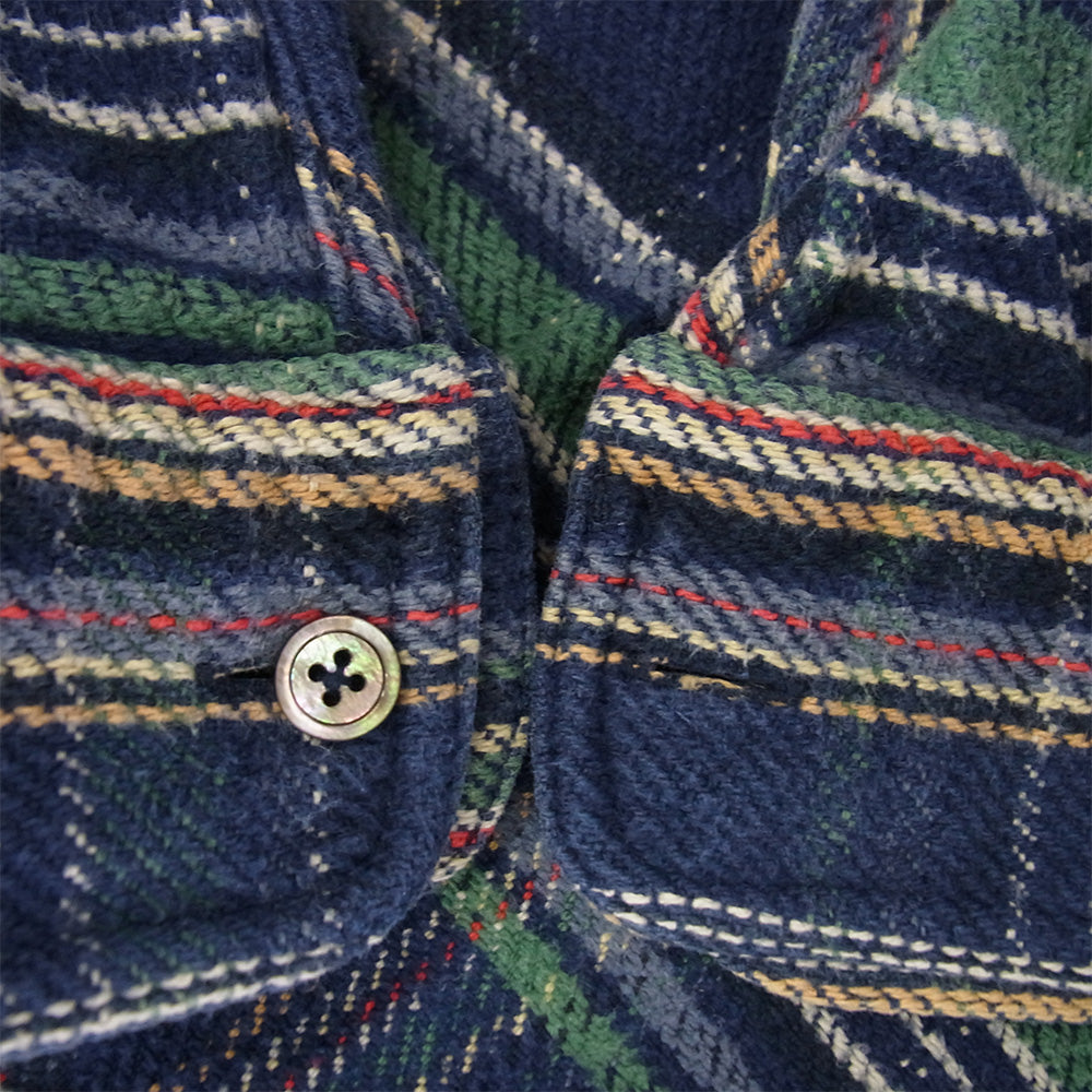 Nigel Cabourn ナイジェルケーボン 8090010030 REVERSIBLE CHECK SHIRT リバーシブル チェック 長袖 ネルシャツ ブルー系 50【中古】