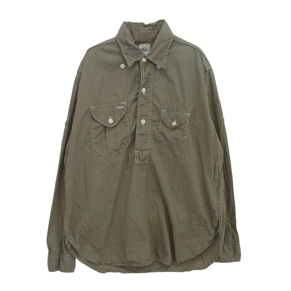POST OVERALLS ポストオーバーオールズ プルオーバー コットン 長袖 シャツ グレー系 M【中古】