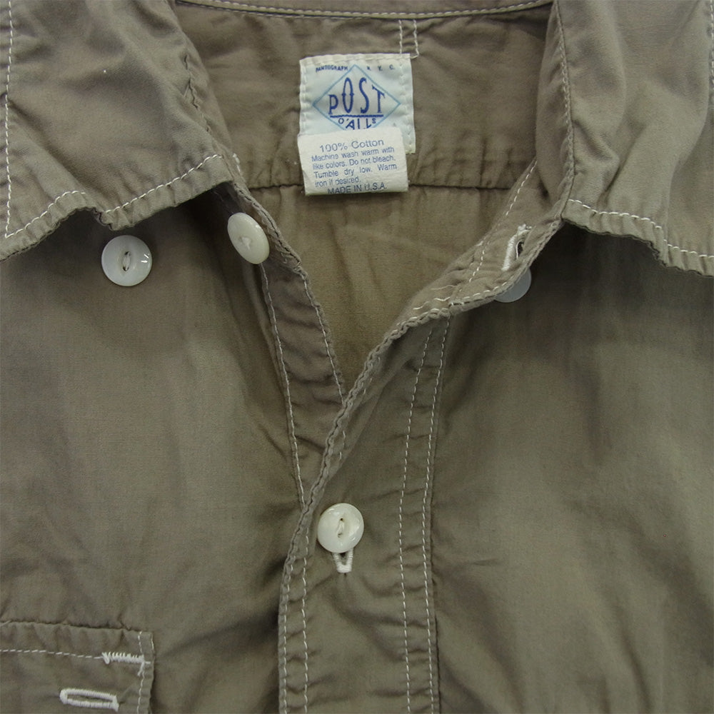 POST OVERALLS ポストオーバーオールズ プルオーバー コットン 長袖 シャツ グレー系 M【中古】