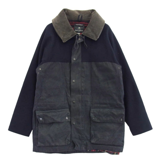 Nigel Cabourn ナイジェルケーボン 10AW 8091130011 英国製 AUTHENTIC LINE BEESWAX CITTON STORM PARKA 裏地チェック 襟コーデュロイ ストームパーカ マウンテンパーカー コート ネイビー系 50【中古】