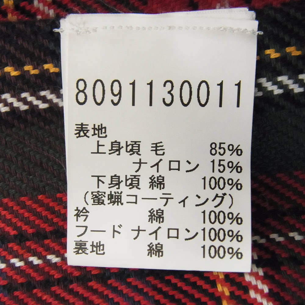 Nigel Cabourn ナイジェルケーボン 10AW 8091130011 英国製 AUTHENTIC LINE BEESWAX CITTON STORM PARKA 裏地チェック 襟コーデュロイ ストームパーカ マウンテンパーカー コート ネイビー系 50【中古】