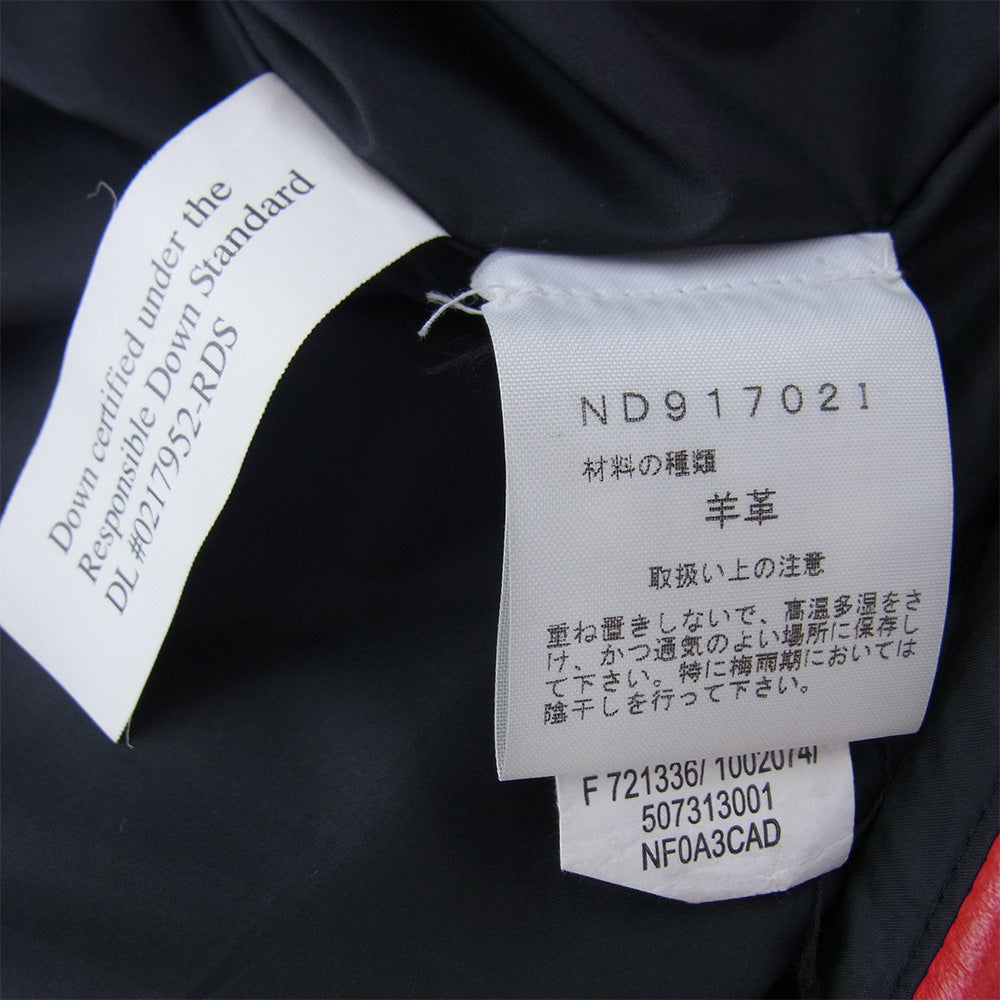 Supreme シュプリーム 17AW × THE NORTH FACE ノースフェイス ND91702I Leather Nuptse Jacket レザー ヌプシ ダウン ジャケット レッド系 S【中古】