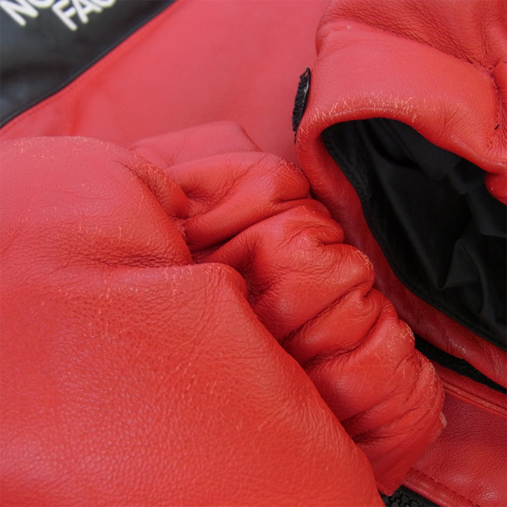 Supreme シュプリーム 17AW × THE NORTH FACE ノースフェイス ND91702I Leather Nuptse Jacket レザー ヌプシ ダウン ジャケット レッド系 S【中古】
