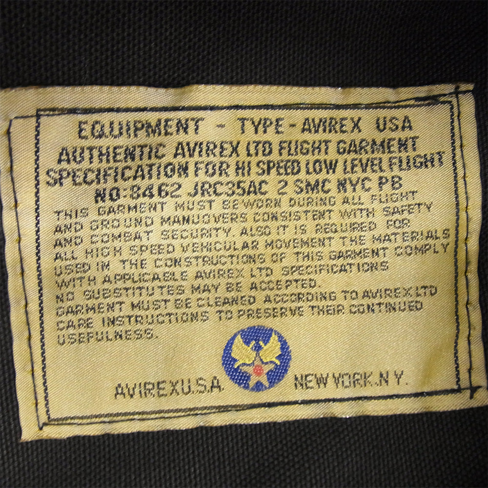 AVIREX アヴィレックス 2102BW USA製 B-3 ムートンレザー フライト ボンバー ジャケット ブラック ブラック系 38【中古】