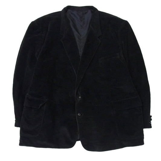 キングサイズ ヌバックエルボーパッチ オーバーサイズ コーデュロイ テーラードジャケット ブラック系 58【中古】