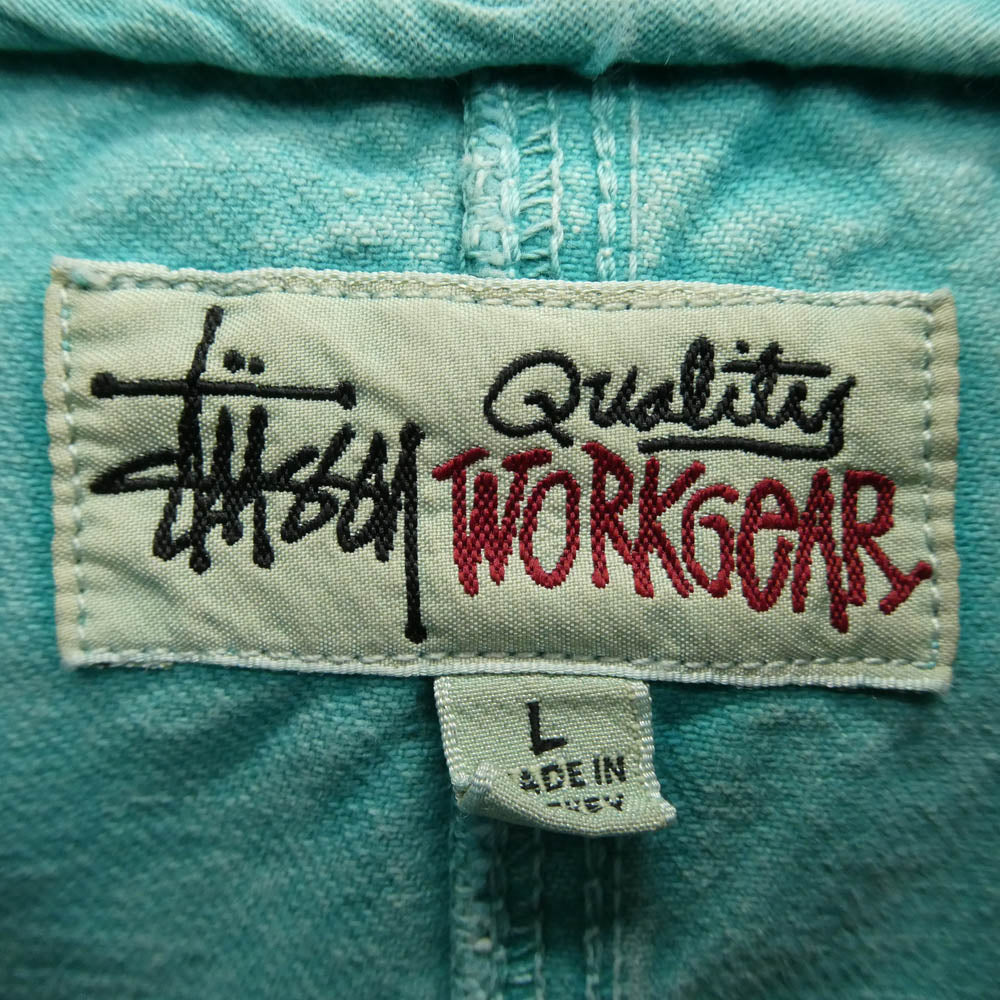 STUSSY ステューシー Spray Dye Hooded Work Jacket スプレー ダイ フーデッド ワーク ジャケット グリーン系 L【中古】