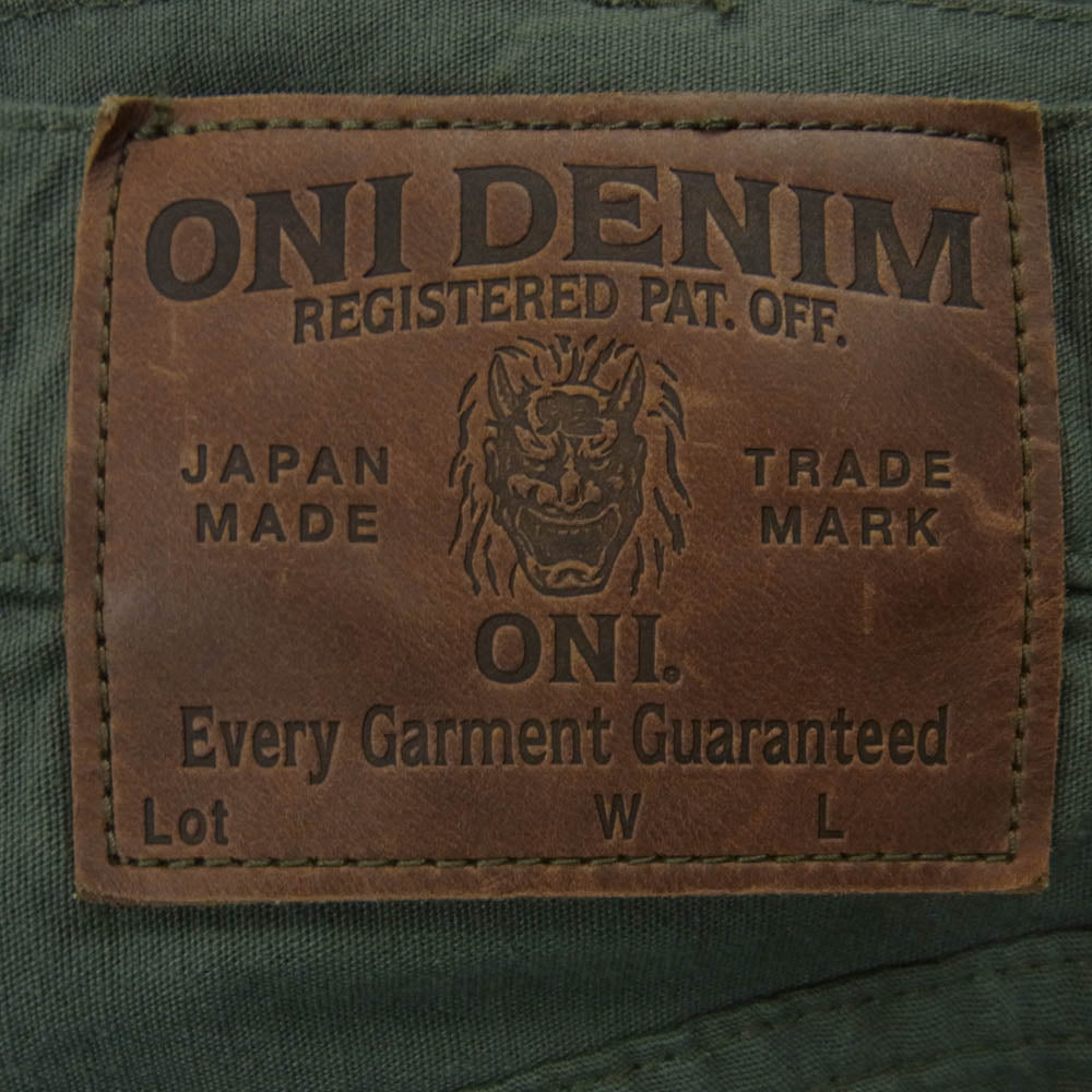 ONI DENIM 鬼デニム ONI200-8GG 8oz Betacham Green Gray Wide Straight 8oz ベタシャン シャンブレー セルビッチ ワイドストレート パンツ カーキ系 30【新古品】【未使用】【中古】
