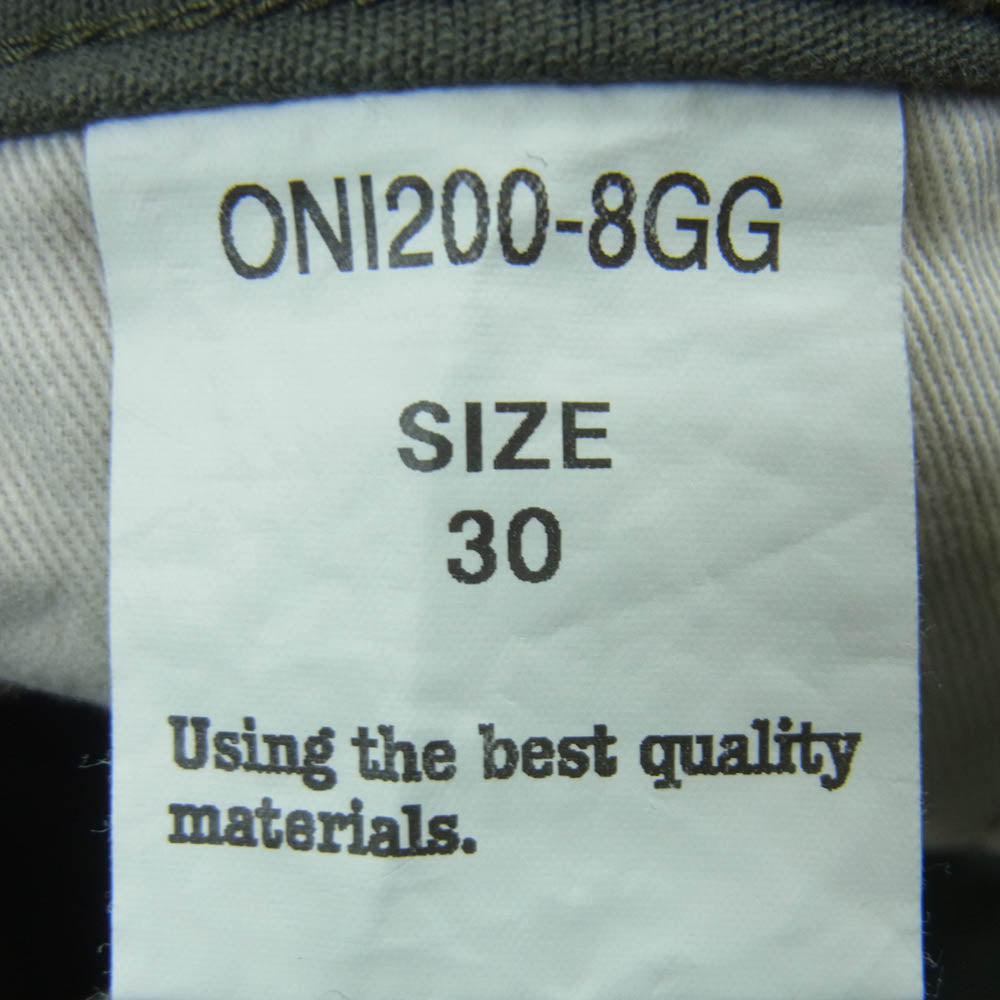 ONI DENIM 鬼デニム ONI200-8GG 8oz Betacham Green Gray Wide Straight 8oz ベタシャン シャンブレー セルビッチ ワイドストレート パンツ カーキ系 30【新古品】【未使用】【中古】