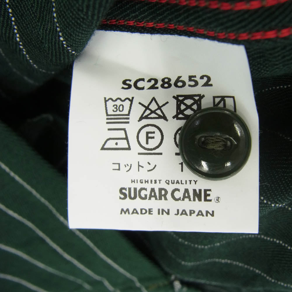 SUGAR CANE シュガーケーン sc28652 COKE STRIPE WORK SHIRT LONG SLEEVE コークストライプ 長袖 ワークシャツ グリーン系 XL【新古品】【未使用】【中古】
