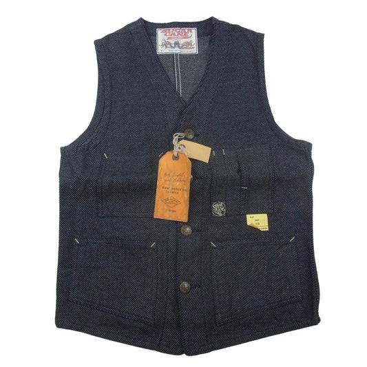 SUGAR CANE シュガーケーン SC15446 FICTION ROMANCE 13.7oz. INDIGO NEP DENIM WORK VEST インディゴネップ デニム・ワーク べスト エンジニア ジャケット インディゴブルー系 38【新古品】【未使用】【中古】