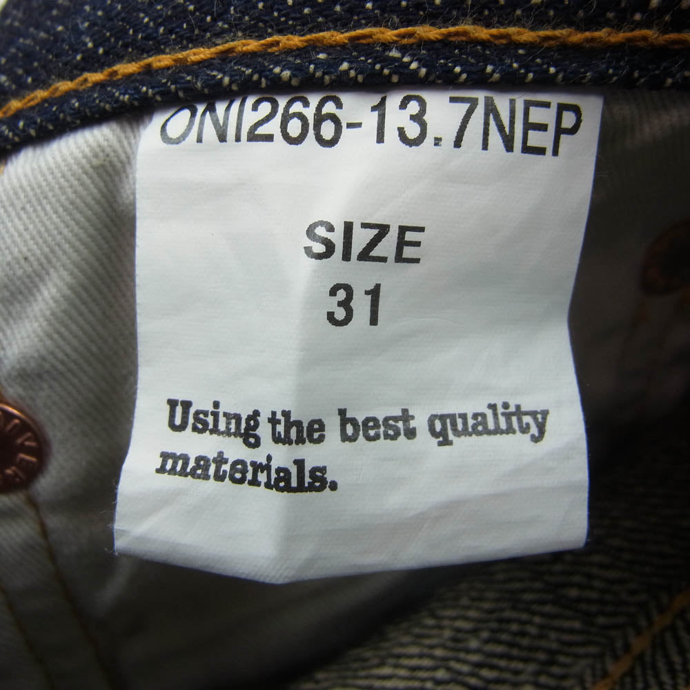 ONI DENIM 鬼デニム ONI266-13.7NEP 鬼デニム NEP 13.7oz NEP Denim Relax Straight 13.7オンス ネップデニム リラックスストレート デニム パンツ ジーンズ W31 インディゴブルー系 31【極上美品】【中古】