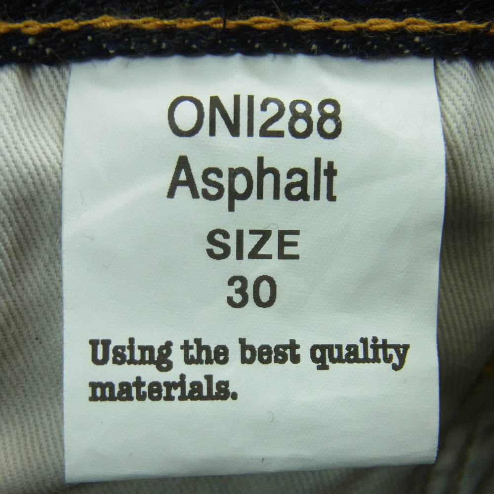 ONI DENIM 鬼デニム ONI 288 鬼デニム 20oz Asphalt Denim アスファルト デニム パンツ ボタンフライ レギュラー ストレート 赤耳 ジーンズ W30 インディゴブルー系 30【極上美品】【中古】